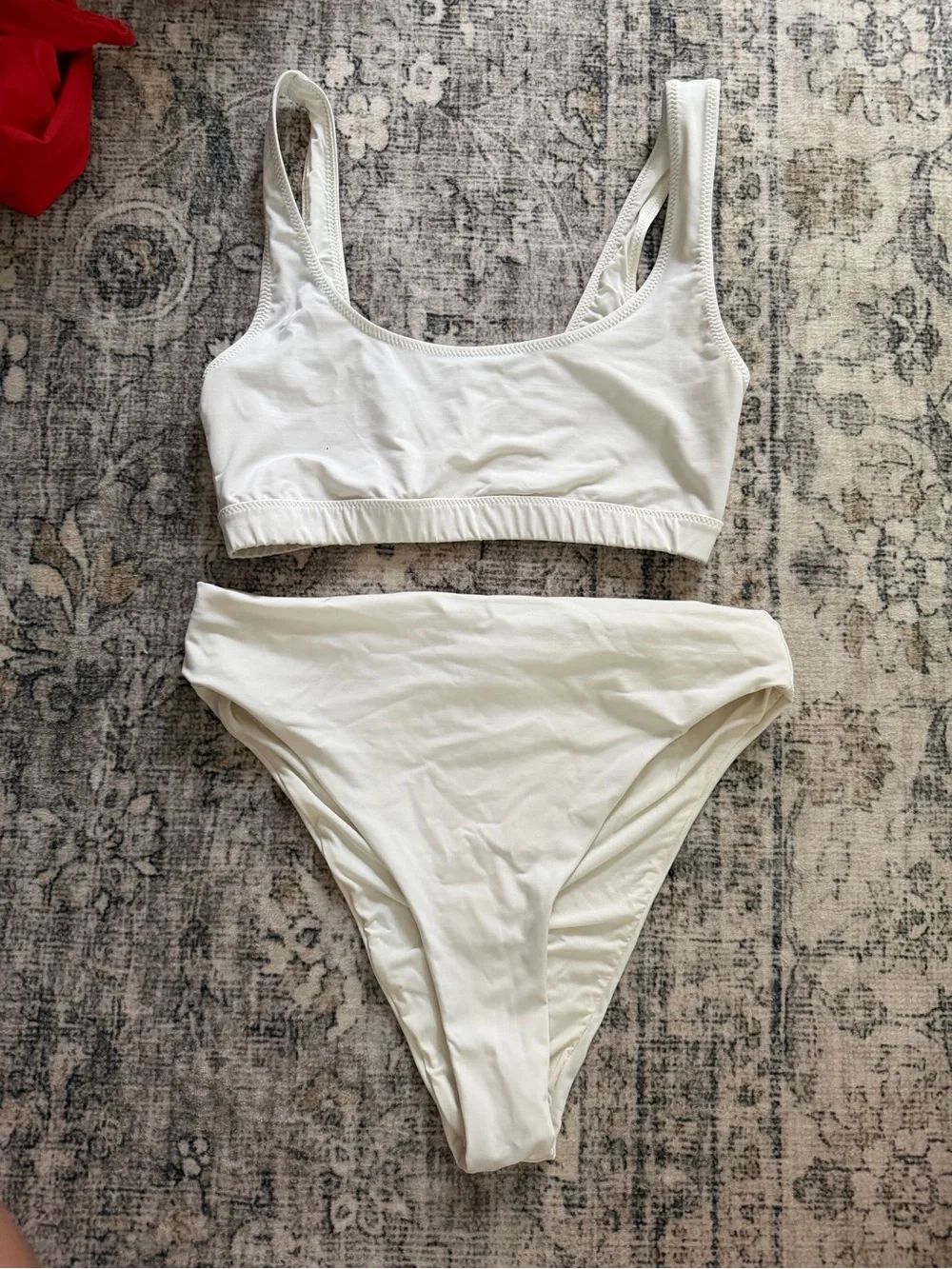 SKIMS Marble Scoop Neck Bikini Top and High-Cut Bottoms